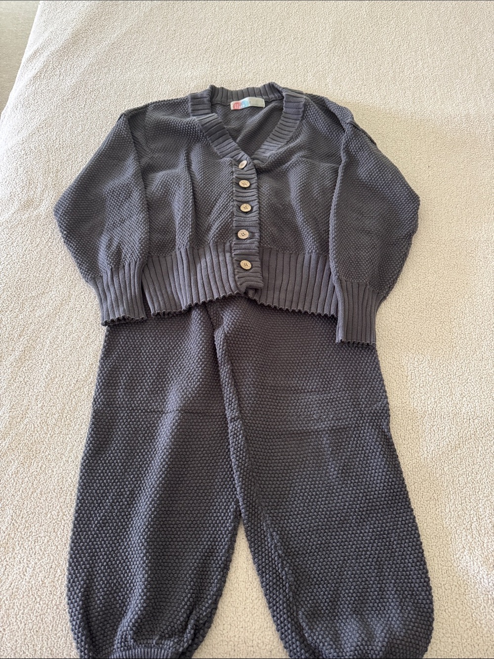 Women's Knit Cardigan and Pants Set - Charcoal Gray